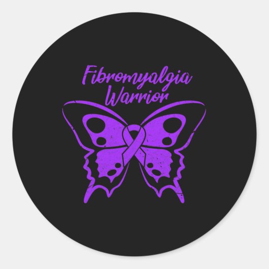 Fibromyalgie Warrior Fibro Awareness Paarse Butter Ronde Sticker (Voorkant)