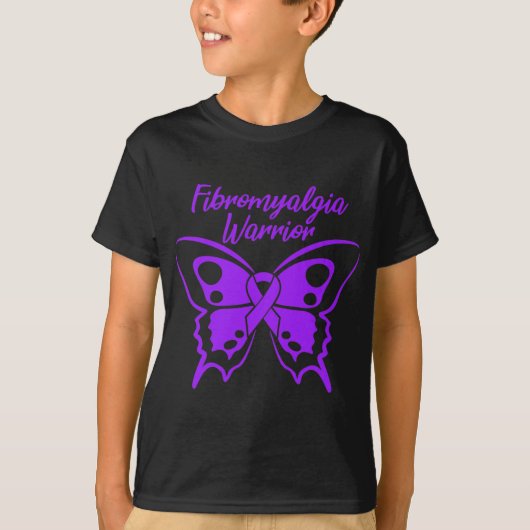 Fibromyalgie Warrior Fibro Awareness Paarse Butter T-shirt (Voorkant)