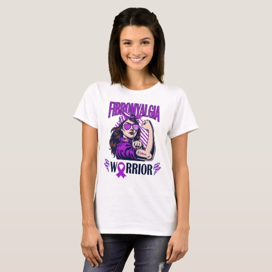 Fibromyalgie Warrior geloven en vechten T-shirt (Voorkant volledig)