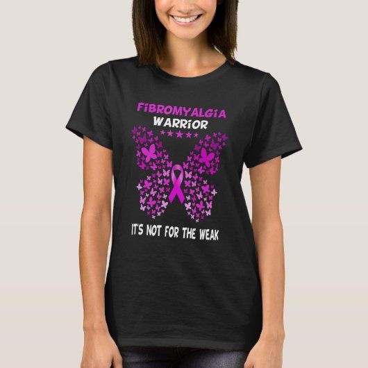 Fibromyalgie Warrior Paars Ribbon Butterfly AWare T-shirt (Voorkant)