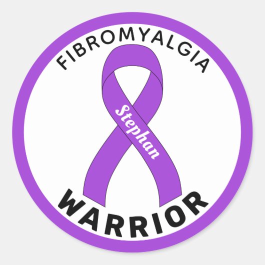 Fibromyalgie Warrior Ribbon White Round Sticker (Voorkant)