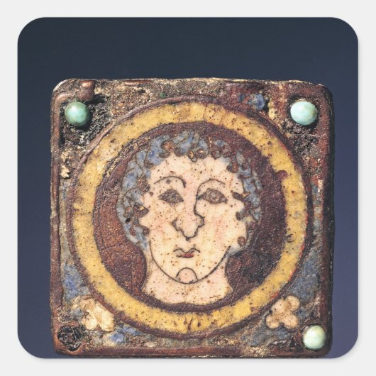 Fibula met het gezicht van een jong man vierkante sticker (Voorkant)