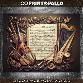 Fictief concept van muziekinstrumenten ensamble tissuepapier