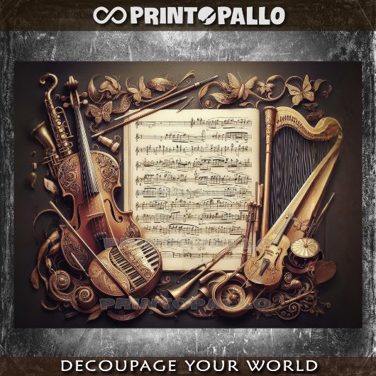 Fictief concept van muziekinstrumenten ensamble tissuepapier