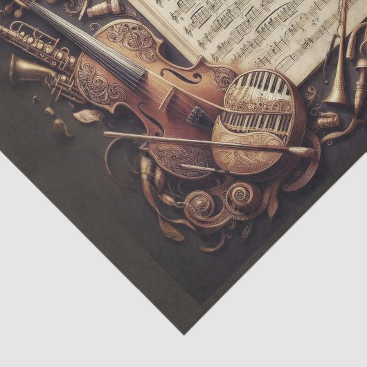 Fictief concept van muziekinstrumenten ensamble tissuepapier (Detail)