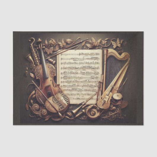 Fictief concept van muziekinstrumenten ensamble tissuepapier (Voorkant)