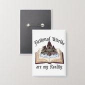 Fictieve woorden zijn mijn echte boekenliefhebber button (Voorkant / Achterkant)