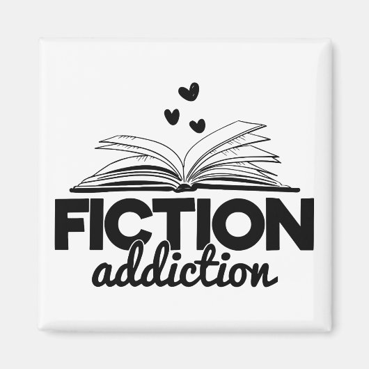 Fiction Addiction Bookworm Reading Quote Book Magneet (Voorkant)
