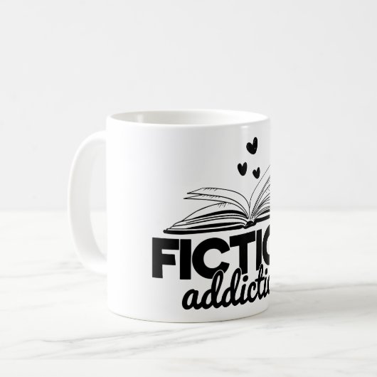 Fiction Addiction Bookworm Reading Quote Gezegde Koffiemok (Voorkant links)
