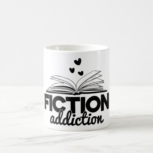 Fiction Addiction Bookworm Reading Quote Gezegde Koffiemok (Center)