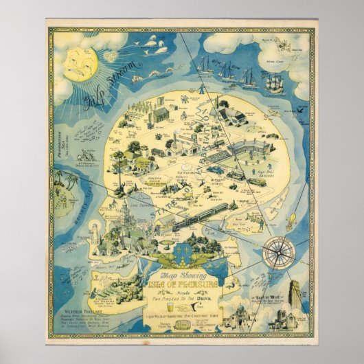  Fictional Map of Pleasure Island Poster (Voorkant)