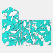 Ficusboom Plant Lijntekening Blauwe Achtergrond Bedankdoosjes (Ongevouwen)