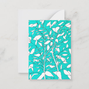 Ficusboom Plant Lijntekening Blauwe Achtergrond Notitiekaartje