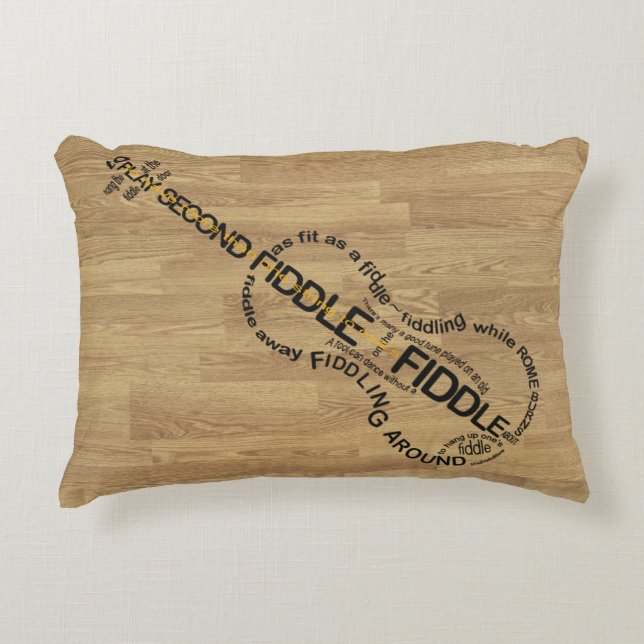 Fiddle Expressies Word Art Violin Shape Wood Kijk  Decoratief Kussen (Voorkant)