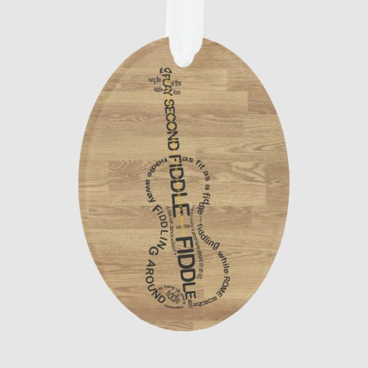 Fiddle Expressies Word Art Violin Shape Wood Kijk Ornament (achterkant)