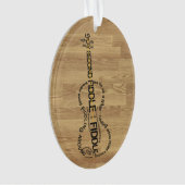 Fiddle Expressies Word Art Violin Shape Wood Kijk  Ornament (voorkant)