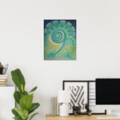 Fiddle Head Fern Energy Pattern Pastel Poster (Thuiskantoor)