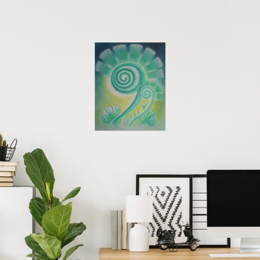 Fiddle Head Fern Energy Pattern Pastel Poster (Thuiskantoor)