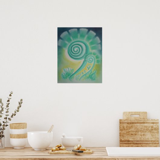 Fiddle Head Fern Energy Pattern Pastel Poster (Keuken)