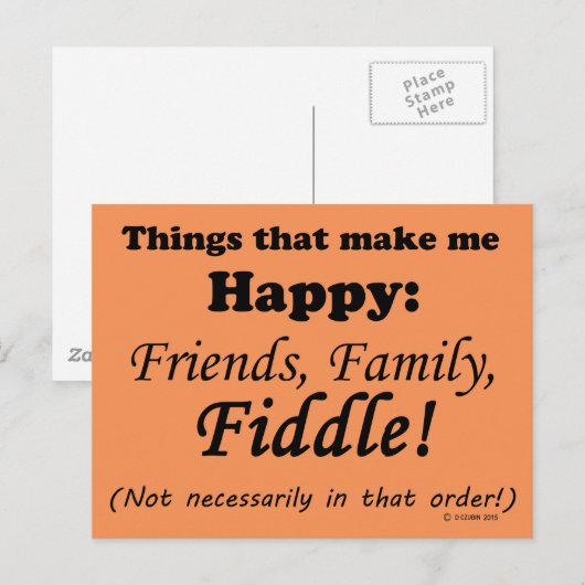 Fiddle maakt me gelukkig briefkaart (Voorkant / Achterkant)