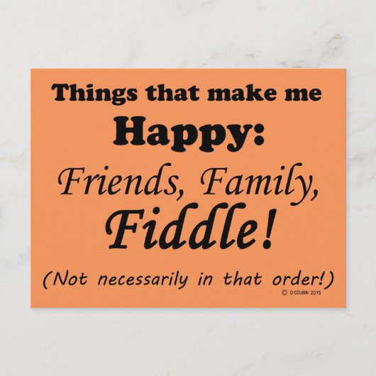 Fiddle maakt me gelukkig briefkaart (Voorkant)