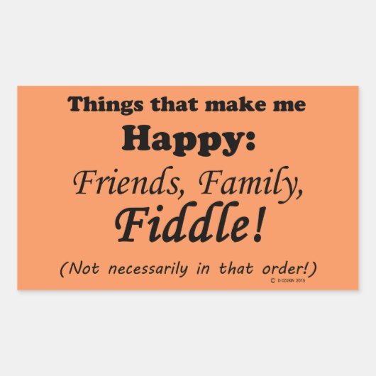 Fiddle maakt me gelukkig rechthoekige sticker (Voorkant)