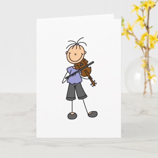 Fiddle Stick Figuur Kaart (Gele Bloem)