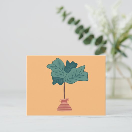 Fiddle Tree Green Potted Plant Illustration Briefkaart (Staand voorkant)