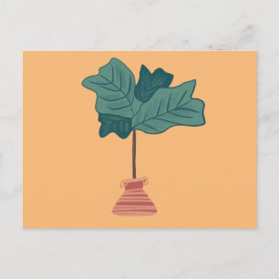 Fiddle Tree Green Potted Plant Illustration Briefkaart