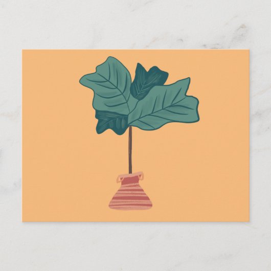 Fiddle Tree Green Potted Plant Illustration Briefkaart (Voorkant)
