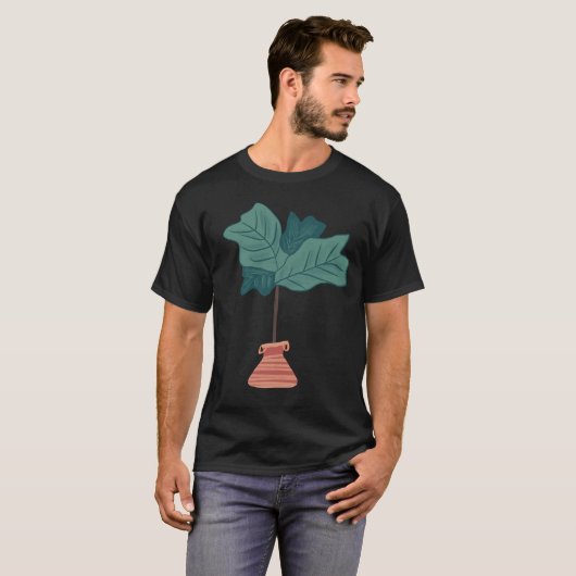 Fiddleblad Huisplant Handgetekend T-shirt (Voorkant volledig)