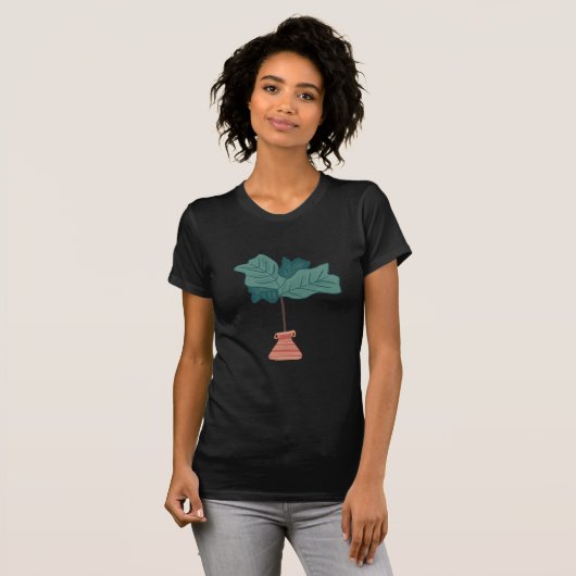 Fiddleblad Kamerplant Handgetekend T-shirt (Voorkant volledig)