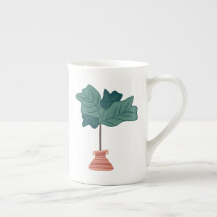 Fiddleblad Plant Illustratie Huis Groenery Porselein Kop
