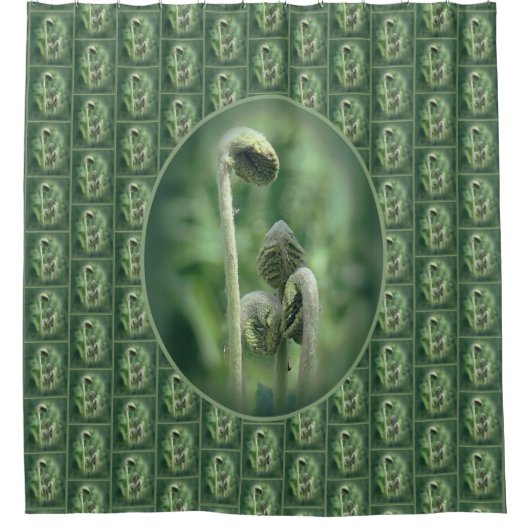 Fiddlehead Ferns Natuur Pattern Douchegordijn (Voorkant)