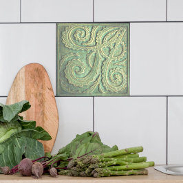 Fiddlehead varen Groene Keramische Tegel Tegeltje
