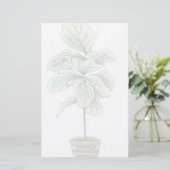 Fiddleleaf Fig geïllustreerd blanco Briefpapier (Staand voorkant)