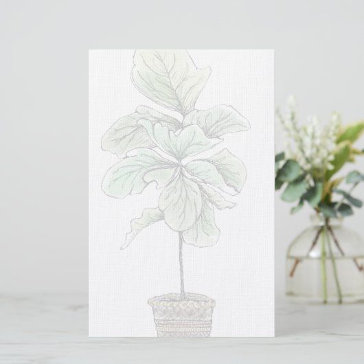 Fiddleleaf Fig geïllustreerd blanco Briefpapier (Staand voorkant)