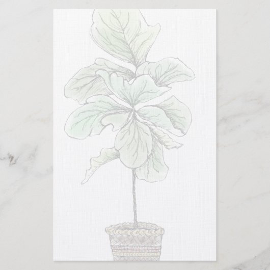 Fiddleleaf Fig geïllustreerd blanco Briefpapier (Voorkant)