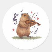 fiddler capybara ronde sticker (Voorkant)
