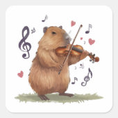 fiddler capybara vierkante sticker (Voorkant)