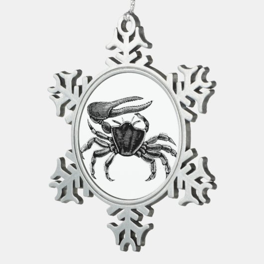 Fiddler Crab Drawing Tin Sneeuwvlok Ornament (Rechts)