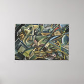 Fiddler, cubistisch olieverf canvas afdruk (Voorkant)