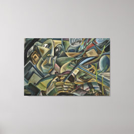 Fiddler, cubistisch olieverf canvas afdruk