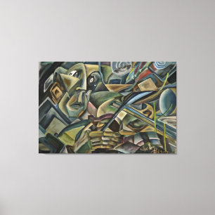 Fiddler, cubistisch olieverf canvas afdruk