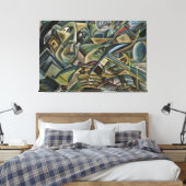 Fiddler, cubistisch olieverf canvas afdruk (Insitu (Slaapkamer))