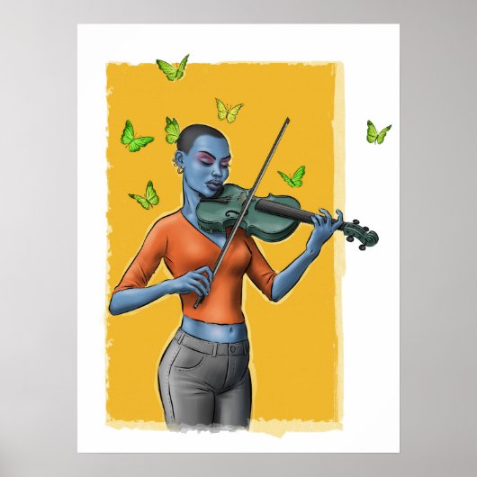 Fiddler Girl - Surreal Viool Art Poster (Geen teks (Voorkant)