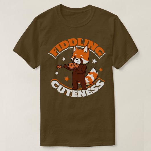 Fiddling schattigheid Rode panda op viool T-shirt (Design voorkant)