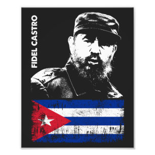 Fidel Castro Cuba Revolutie Cubaanse vlag Foto Afdruk