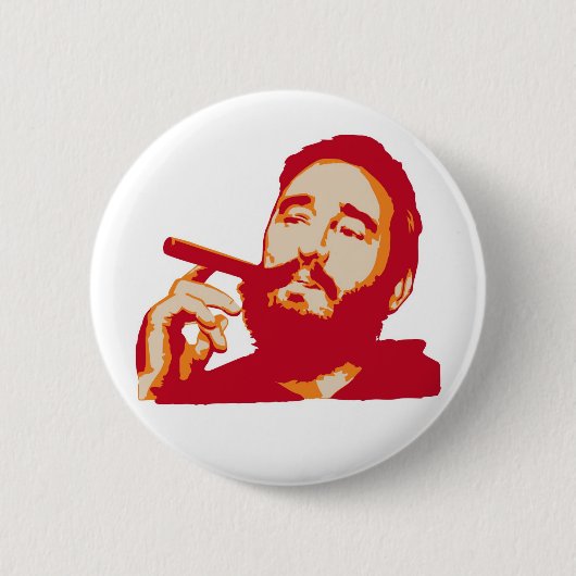 Fidel Castro met Cigar Portrait Button (Voorkant)