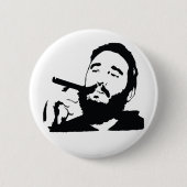 Fidel Castro met Cigar Portrait Button (Voorkant)